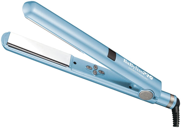 BaBylissPRO Nano Titanium Flat Iron Hair Straightener, 1" Digital Hair Straightener Iron for Professional Salon Results and All Hair Types Blue